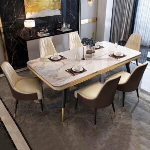 Italian Compact Dining Set Six Seater with Marble Top