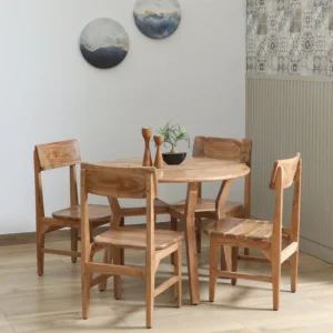 Kylie Solid Teak Wood 4 Seater Dining Set In Natural Finish